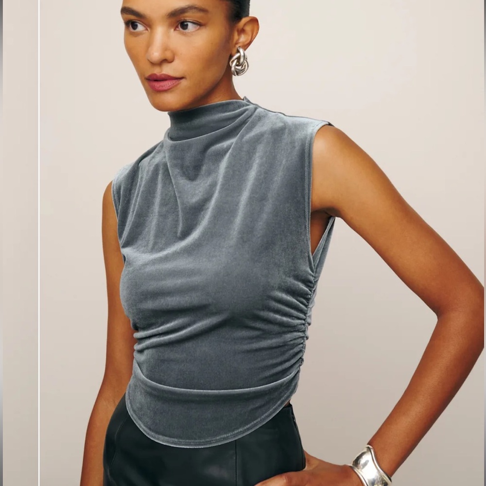 Reformation gray velvet Lindy knit top